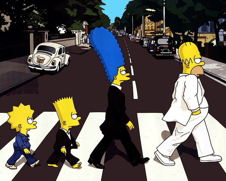 The Simpsons illustration, the transition, Abbey Road, The Beatles