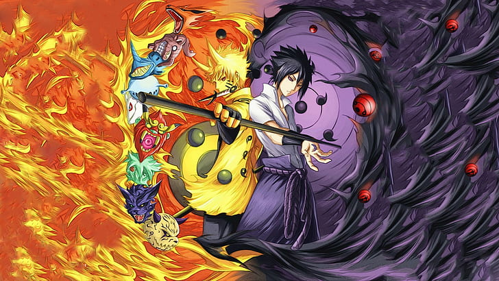 rinnegan naruto shippuuden uchiha sasuke uzumaki naruto anime boys manga sharingan fire bijuu, HD wallpaper