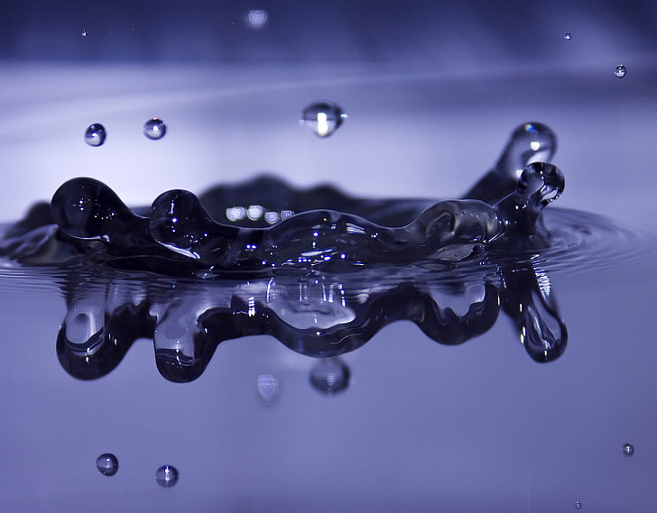 water droplet, macro, splashes, water drops, liquid, splashing, HD wallpaper