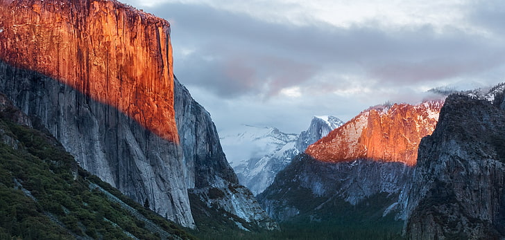 plateau, OS X, El Capitan, nature, mountains, snow, snowy mountain