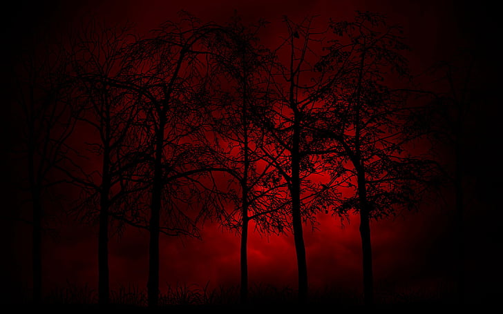 HD wallpaper: and, black, burning, red, tree | Wallpaper Flare