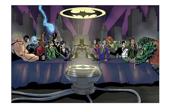 Batman, Bane (DC Comics), Harley Quinn, Joker, Killer Croc