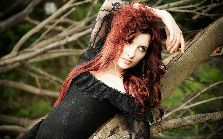 Susan Coffey, model, redhead, goths, HD wallpaper
