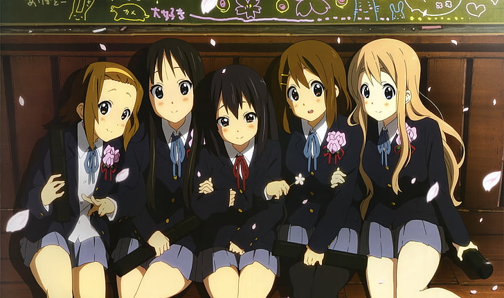 anime girls, K-ON!, Hirasawa Yui, Nakano Azusa, school uniform, HD wallpaper