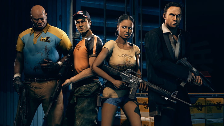 woman holding gun illustration, Left 4 Dead 2, Valve, Ellis, Rochelle, HD wallpaper