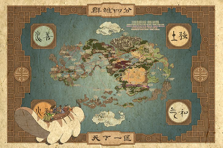map, Avatar, friends, The Last Airbender, Toph, Juice, Momo