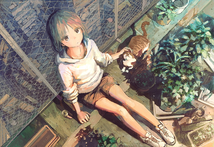 HD wallpaper: anime, anime girls, cat, real people, child, childhood,  representation | Wallpaper Flare