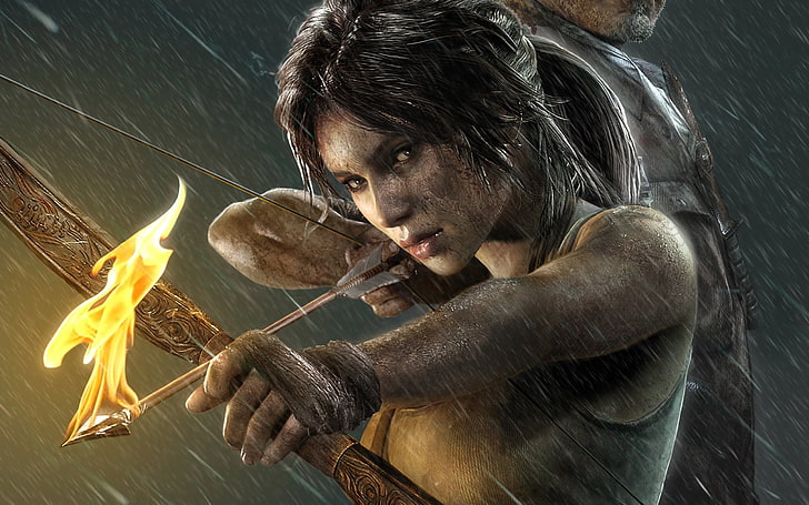 female anime wallpaper, Tomb Raider, Lara Croft, video games, HD wallpaper