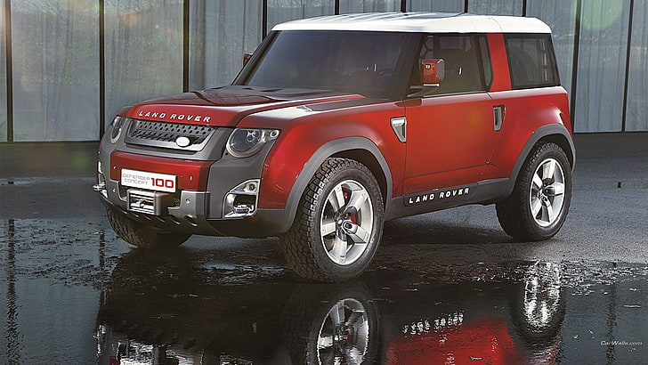 red Land Rover SUV, Land Rover DC100, concept cars, red cars