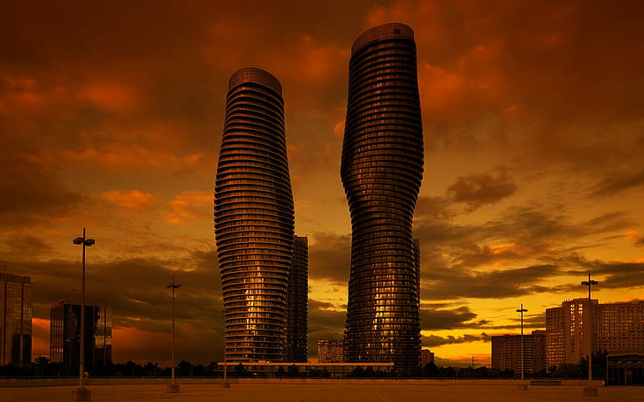 architecture, cityscape, skyscraper, clouds, modern, Ontario