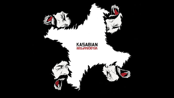 kasabian psychedelic rock indie rock rock music, people, black background, HD wallpaper