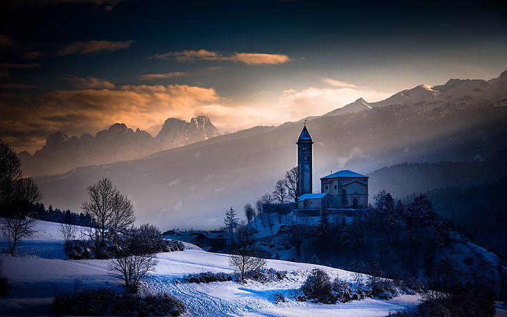 Italy, Trentino Alto Adige, Castello, snow, winter, cold temperature, HD wallpaper