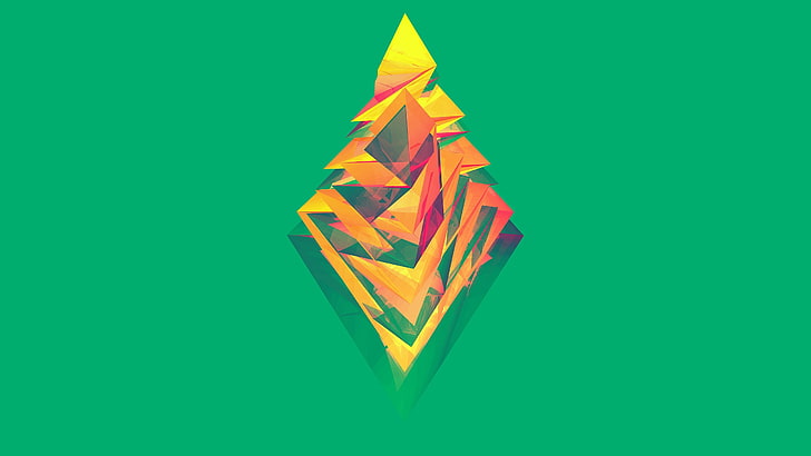 orange and green logo illustration, abstract, digital art, shapes, HD wallpaper