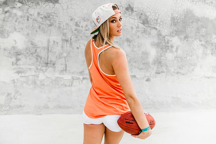 Summer sport girl, ball, look, cap, HD wallpaper