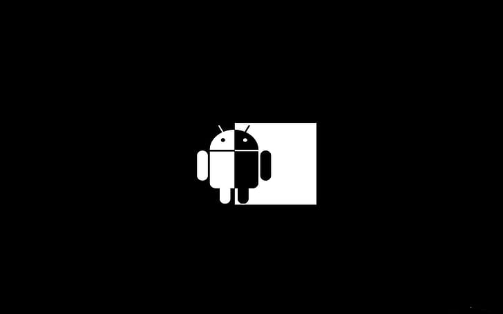 Android Black and White, black and white android log, tech, technology, HD wallpaper