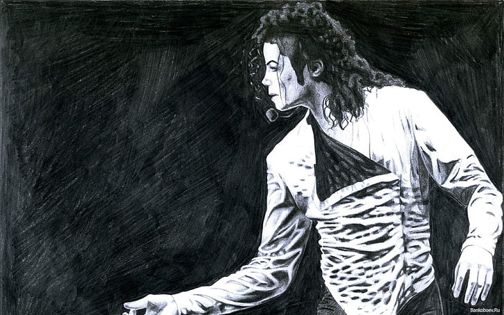 Michael Jackson illustration, Singers, front view, people, day