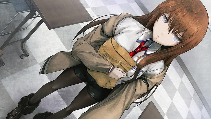 HD wallpaper: brown-haired female anime character clip art, redhead, Makise  Kurisu | Wallpaper Flare