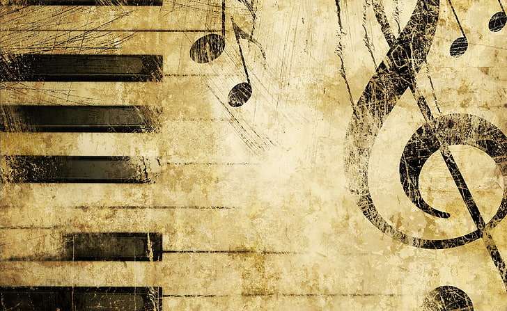 Old Music Score Background, G-Clef illustration, full frame, no people