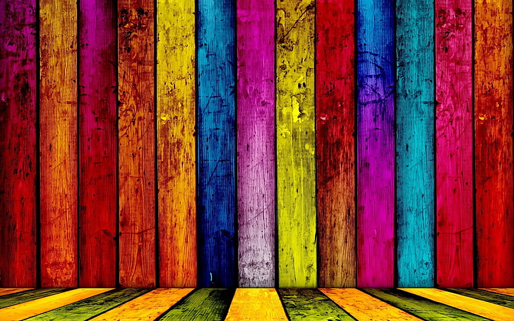 blue, red, yellow, and pink striped digital wallpaper, colorful