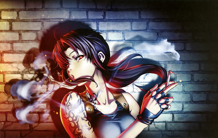 woman smoking animated character, anime, anime girls, Revy, Black Lagoon