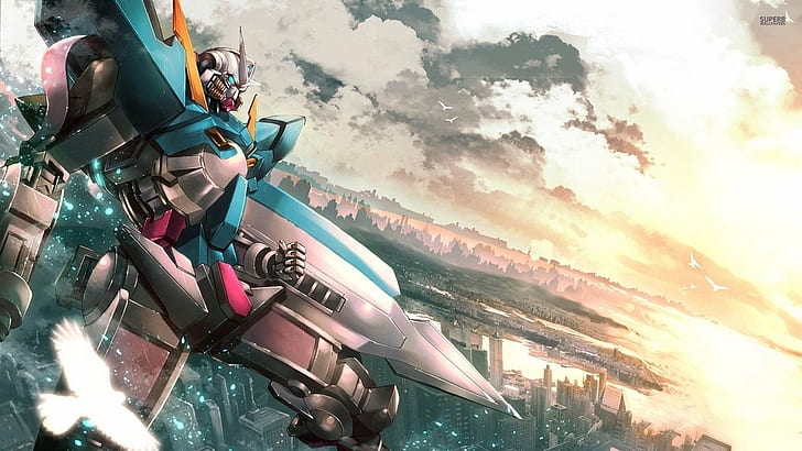 Anime Vectors, artwork, Exia, Gundam, Mobile Suit Gundam 00, HD wallpaper