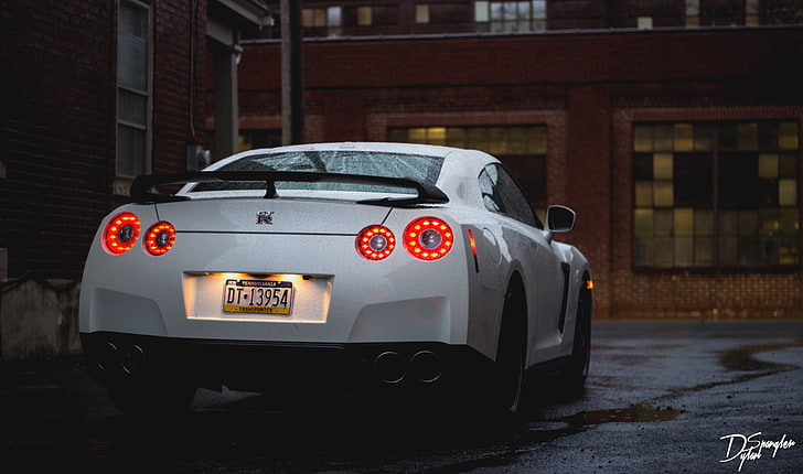 white Nissan GT-R coupe, gtr, supercar, turbo, sports Car, land Vehicle