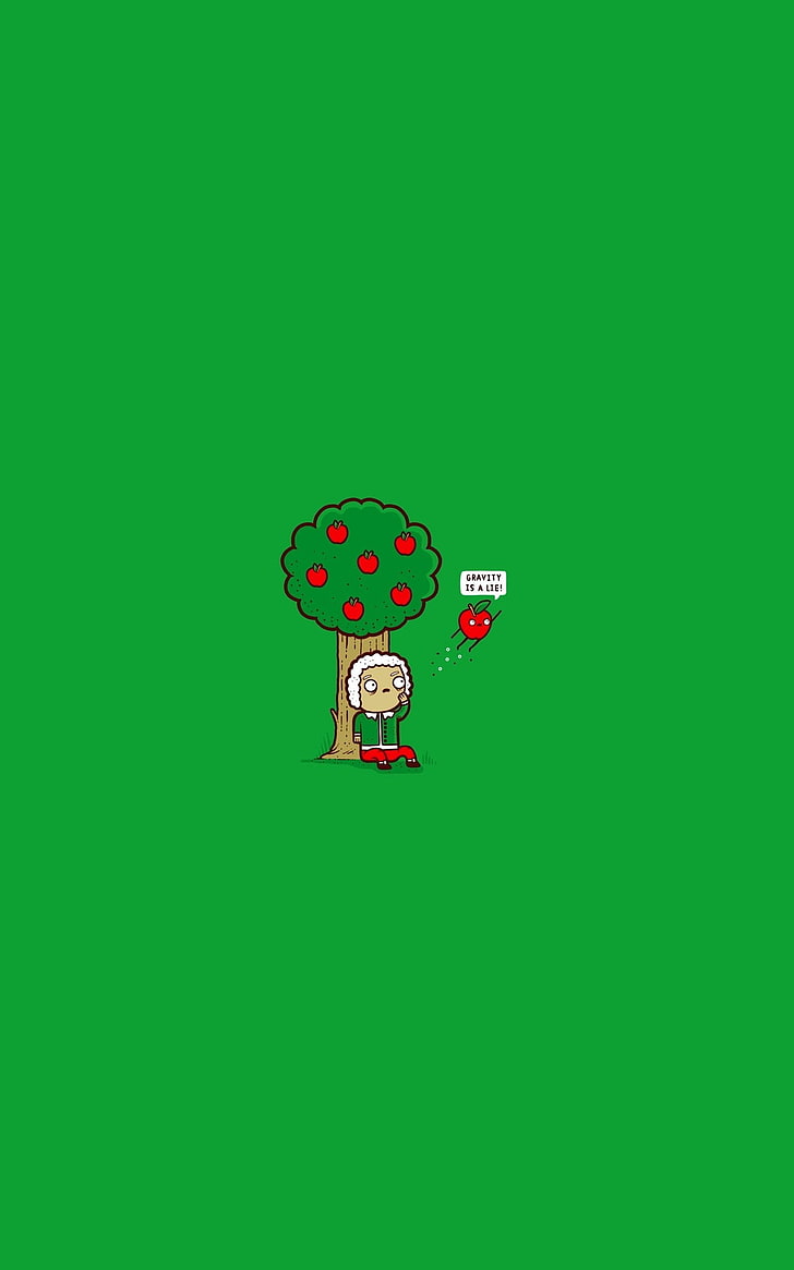 green leafed tree illustration, Isaac Newton, humor, science, HD wallpaper