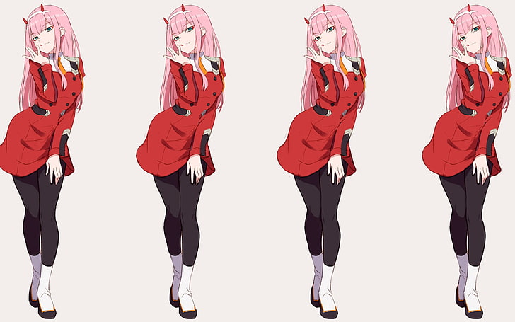 anime, simple background, Zero Two (Darling in the FranXX), HD wallpaper