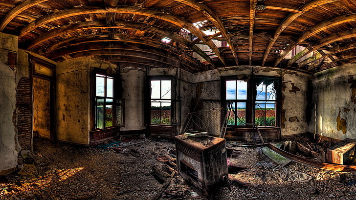 game digital wallpaper, building, HDR, indoors, ruin, abandoned