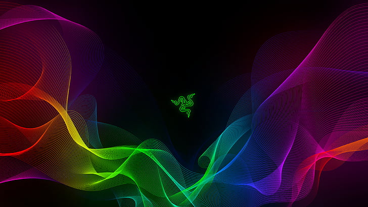 Razer logo, Abstract, Colorful, Waves, 4K