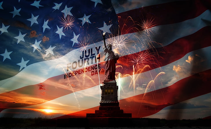Independence Day USA, Statue of Liberty illustration, Holidays