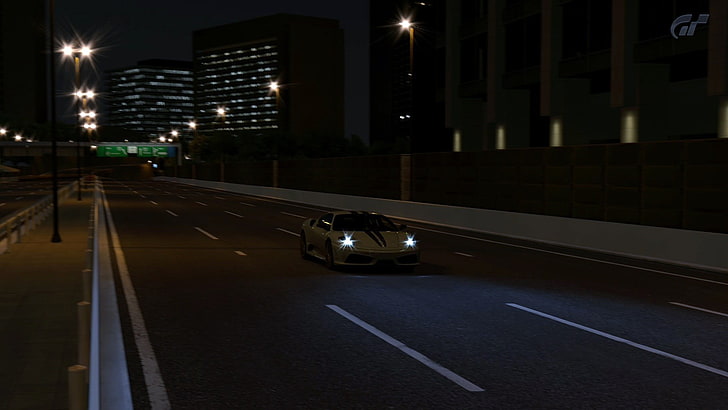 black and gray car stereo, Ferrari F430, transportation, night, HD wallpaper