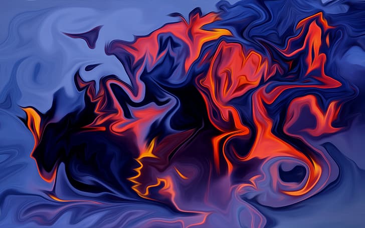 abstract, fluid, liquid, shapes, dark, colorful, digital art, HD wallpaper