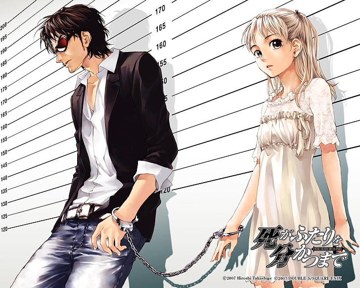 man and woman with handcuffs illustration, boy, till death do us part manga