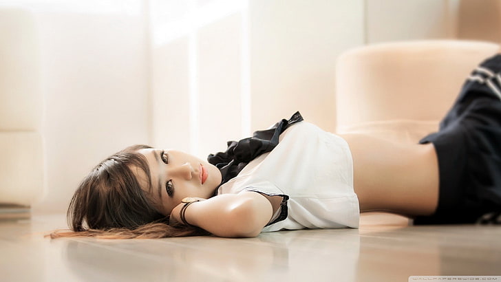 women, Asian, lying down, model, photography, young adult, one person, HD wallpaper