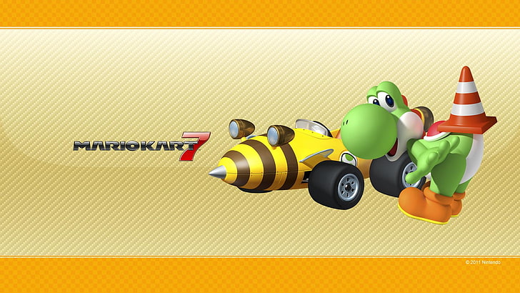 Yoshi, Mario Kart 7, Nintendo 3DS, video games, yellow, toy