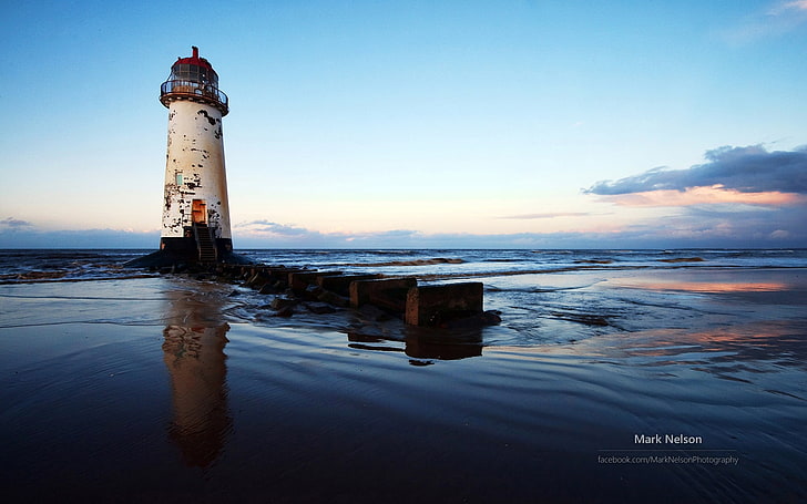 Lighthouse-Mark Nelson Windows 10 Wallpaper, white and black lighthouse HD wallpaper