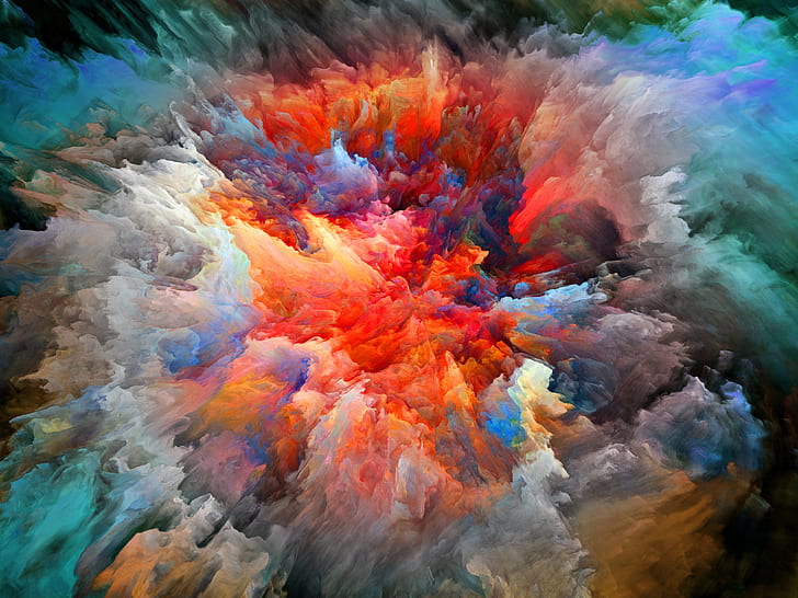 Abstract pictures, explosion, brightness, colors, HD wallpaper