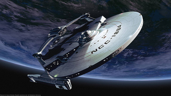 gray Star Trek spaceship, movies, USS Reliant (Spaceship), digital art