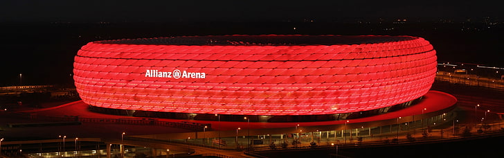 Allianz Arena, Germany, stadium, night, lights, FC Bayern, soccer, HD wallpaper