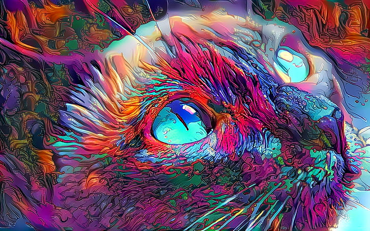 artwork, deep-art, cat, eyes, abstract, surreal