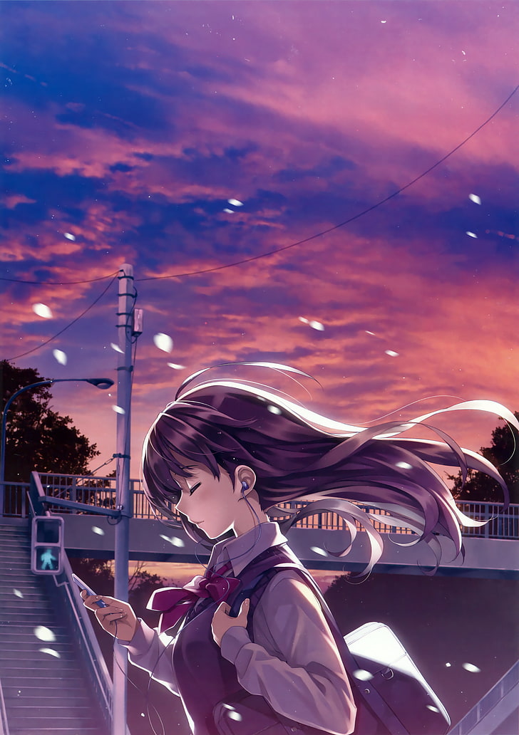 HD wallpaper: Alone, Anime Girls, Long Hair, schoolgirls | Wallpaper Flare