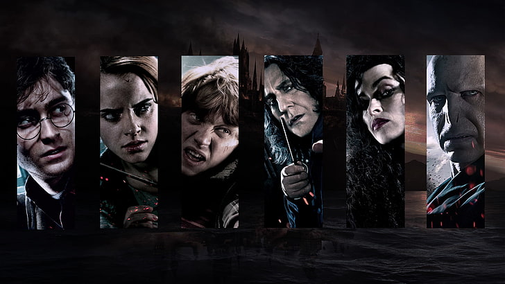 Bellatrix Lestrange, Daniel Radcliffe, Emma Watson, Harry Potter, HD wallpaper