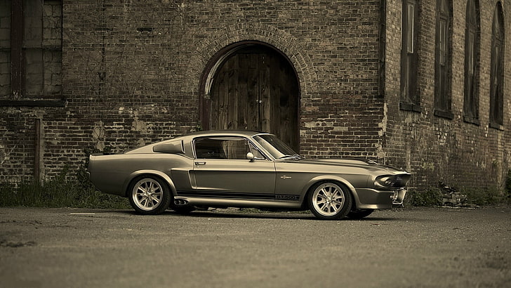 gray coupe, eleanor, car, classic car, Ford Mustang Shelby, old, HD wallpaper