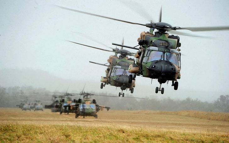 Australian Army Helicopters, green helicopter lot, War & Army, HD wallpaper