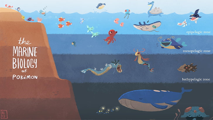 The Marine Biology of Pokemon illustration, Pokémon, Lapras, HD wallpaper