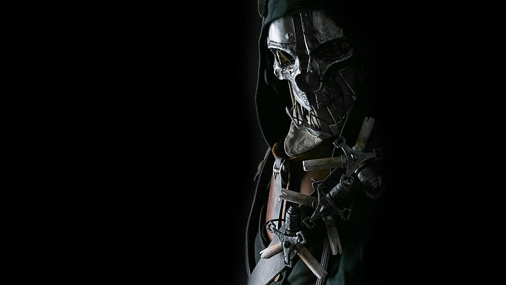 skeleton wearing black hoodie wallpaper, dishonored 2, Corvo Attano, HD wallpaper