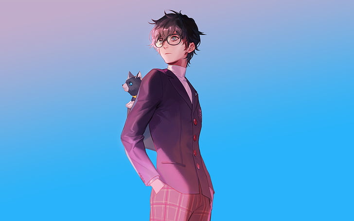 Persona, Persona 5, Akira Kurusu, one person, blue, young adult, HD wallpaper