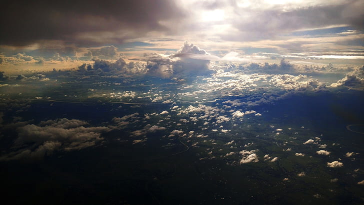 aerial view, Bangladesh, clouds, cloud - sky, scenics - nature, HD wallpaper