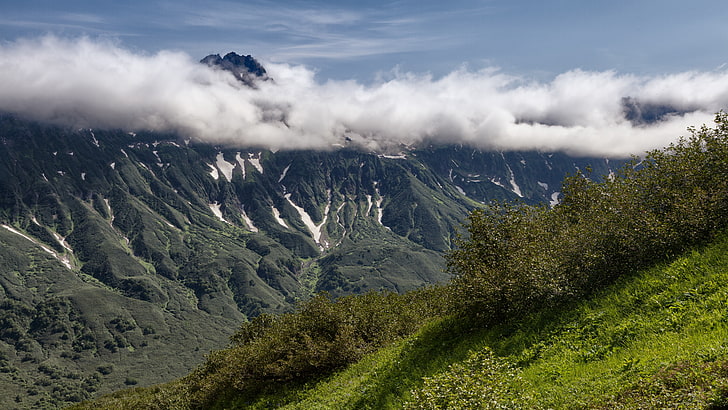 kamchatka foggy mountain 6k, beauty in nature, plant, scenics - nature